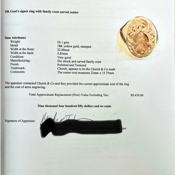 Vintage 18k Gold Crest Ring - Picture 9 of 9